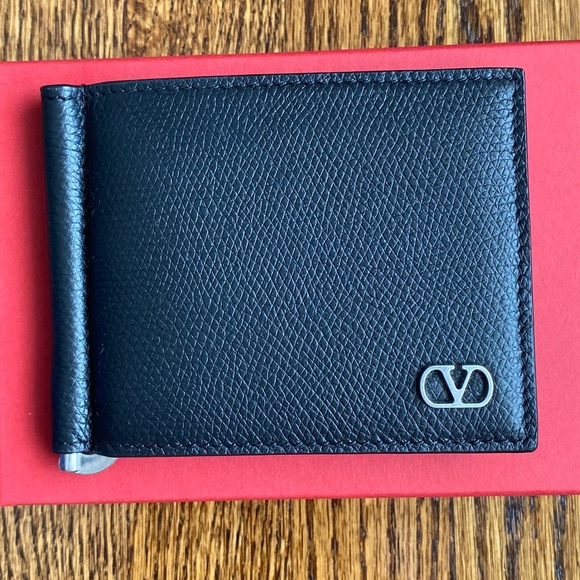 *NWT* VALENTINO GARAVANI VLogo Leather Bill Clip Wallet - Black - Picture 3 of 15